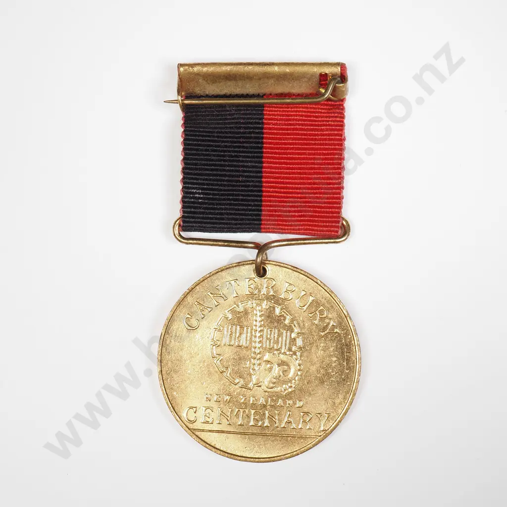 NZ 1950 Canterbury - The arrival at Lyttelton Centenary Souvenir Souvenir Medal Image 1++