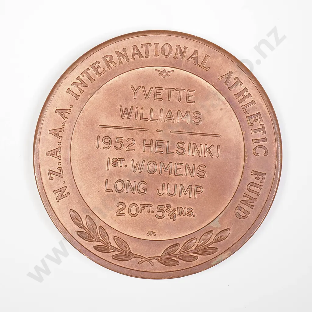 NZ NZAAA Token celebrating Yvette Williams win in the Long Jump at the1952 Olympics Image 1++
