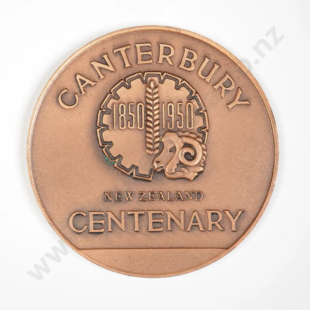 NZ 1950 Canterbury - The arrival at Lyttelton Centenary Souvenir Token Image 1++