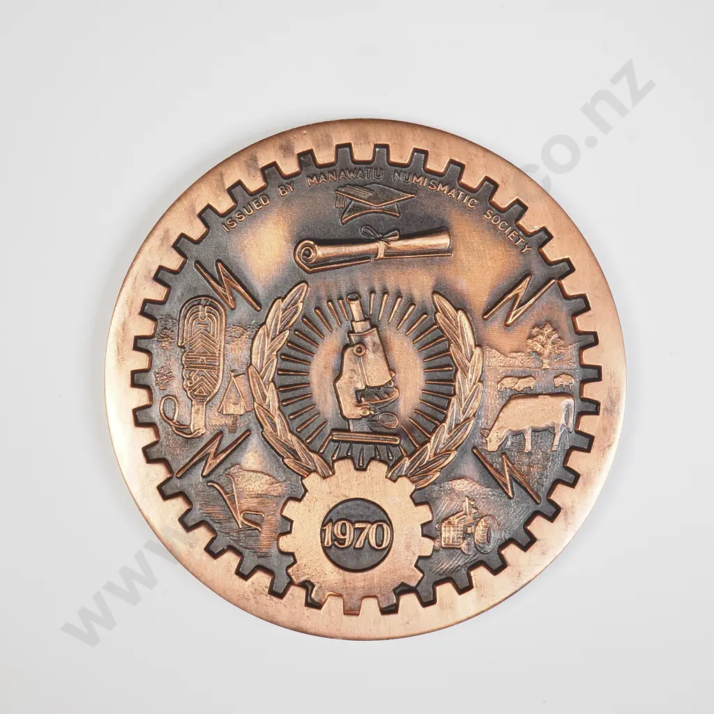NZ 1970 Palmerston North Centennial Souvenir Medallion Image 1++