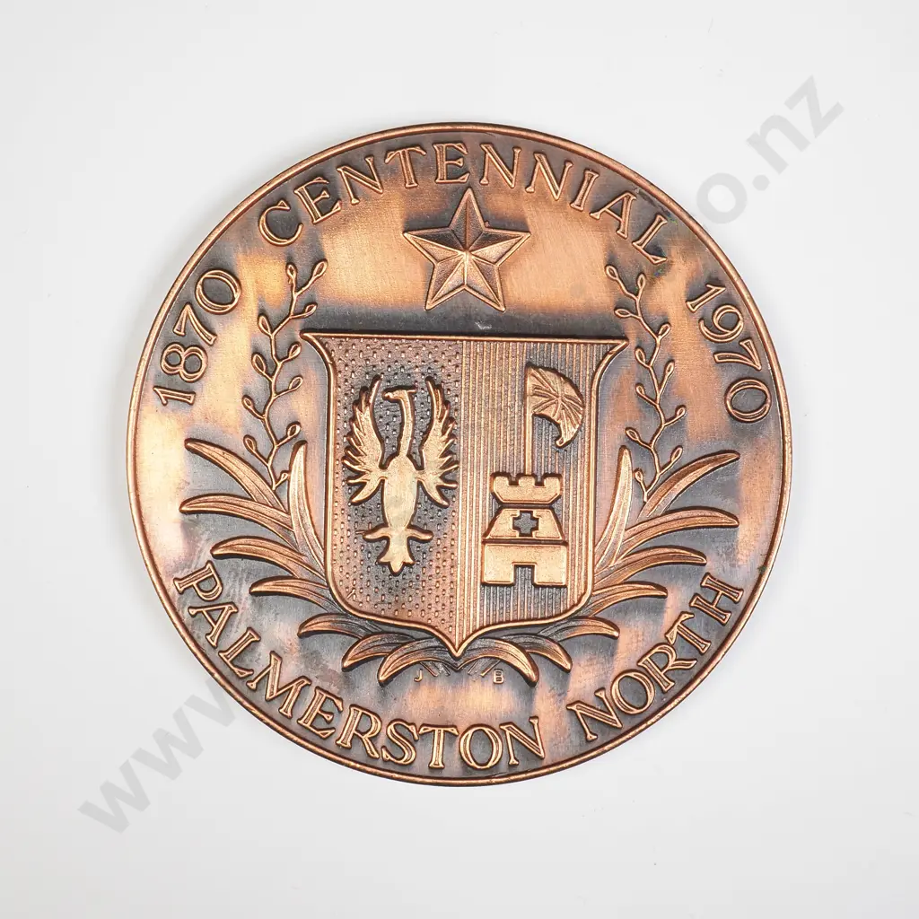 NZ 1970 Palmerston North Centennial Souvenir Medallion Image 1++