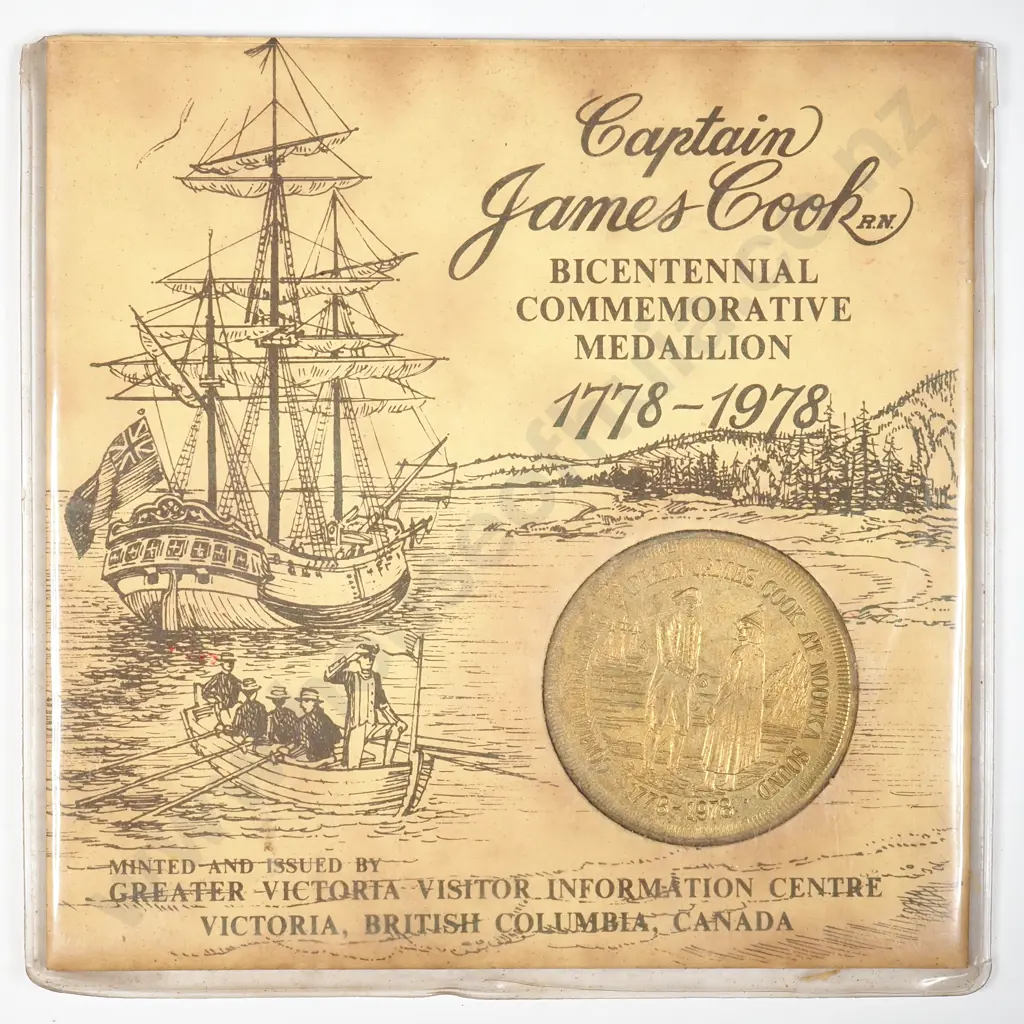 CA 1978 British Columbia James Cook Commemorative Medallion Image 1++