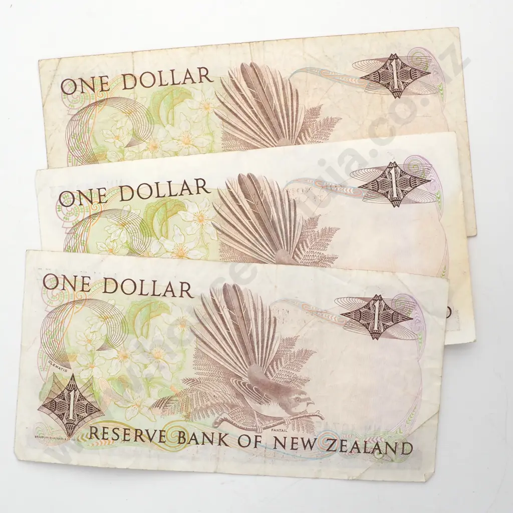 Three "ANN" Prefix NZ One Dollar Banknotes Image 1++