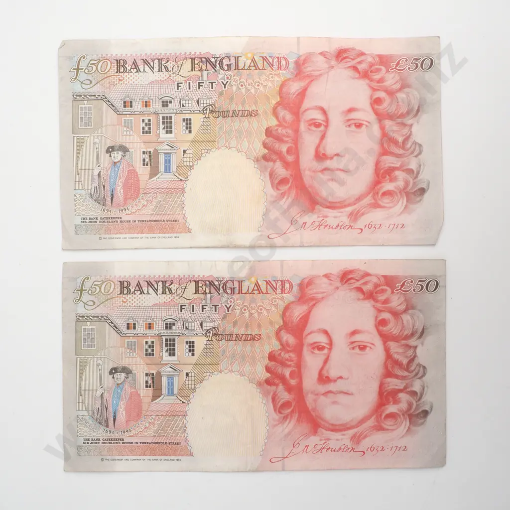 Two United Kingdom Fifty Pound Banknotes Image 1++