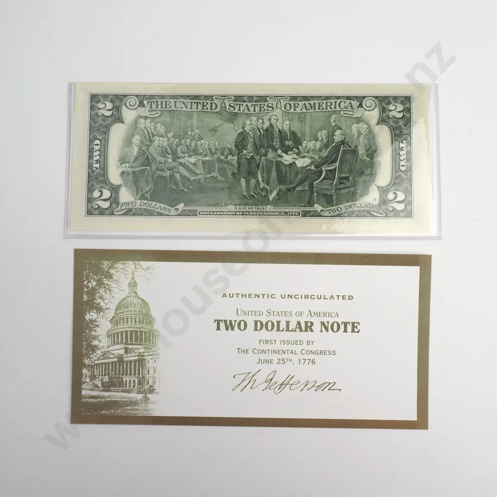 United States of America Two Dollar Note - AUNC in Issue Sleeve Image 1++