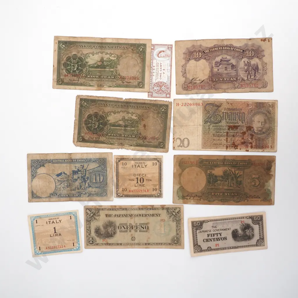 Assorted Lot of International Banknotes incl Military Banknotes Image 1++