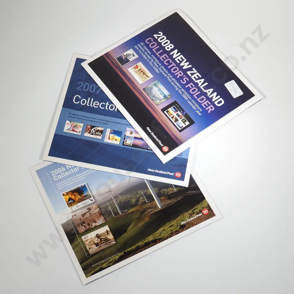 Four New Zealand Stamp Collector's Folders for 2006, 2007 & 2008 Image 1++