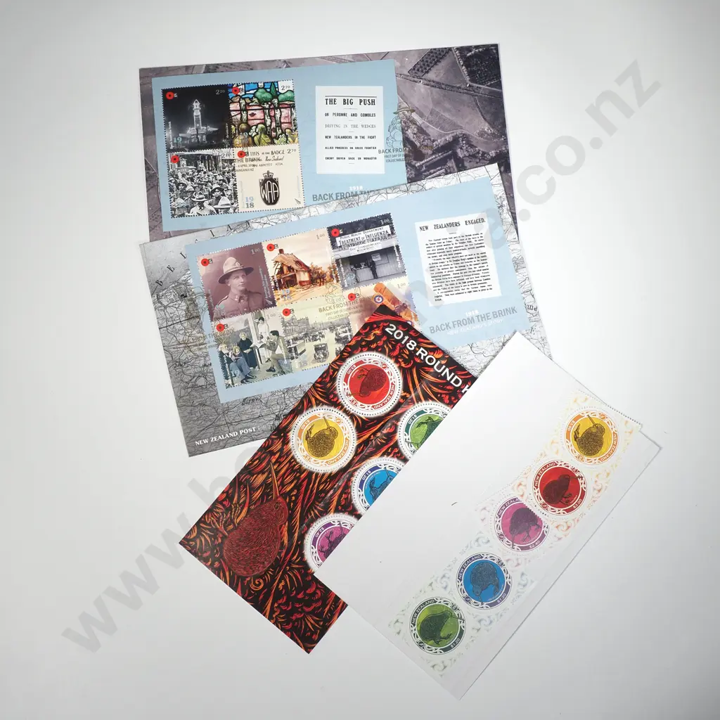 Two 2018 New Zealand Post 'Back from the Brink'  Miniature Sheetlet & 2018 NZ Post Round Kiwi Miniature Sheet Image 1++