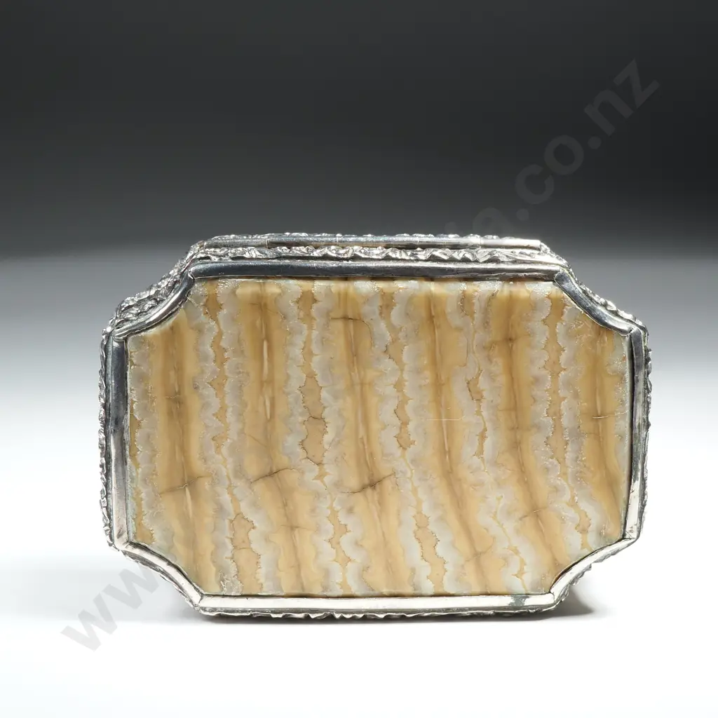 Antique Sterling Silver, Tortoiseshell and Agate Snuff Box Image 1++