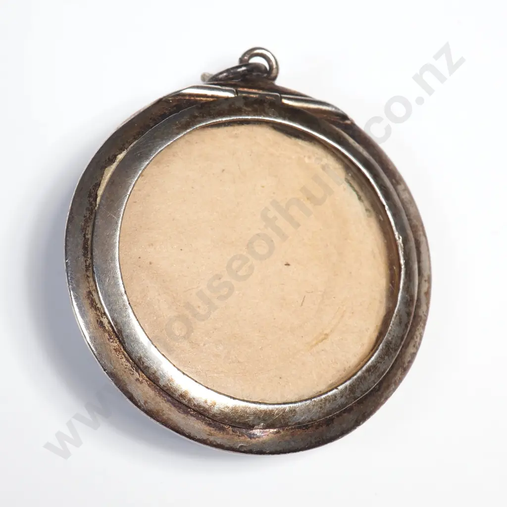Antique Sterling Silver And Blue Enamel Pendant / Locket Image 1++