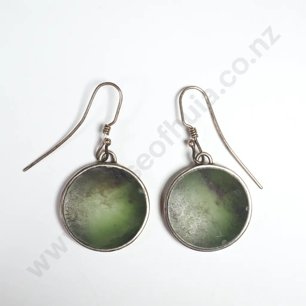 Sterling Silver & Greenstone Earrings Image 1++