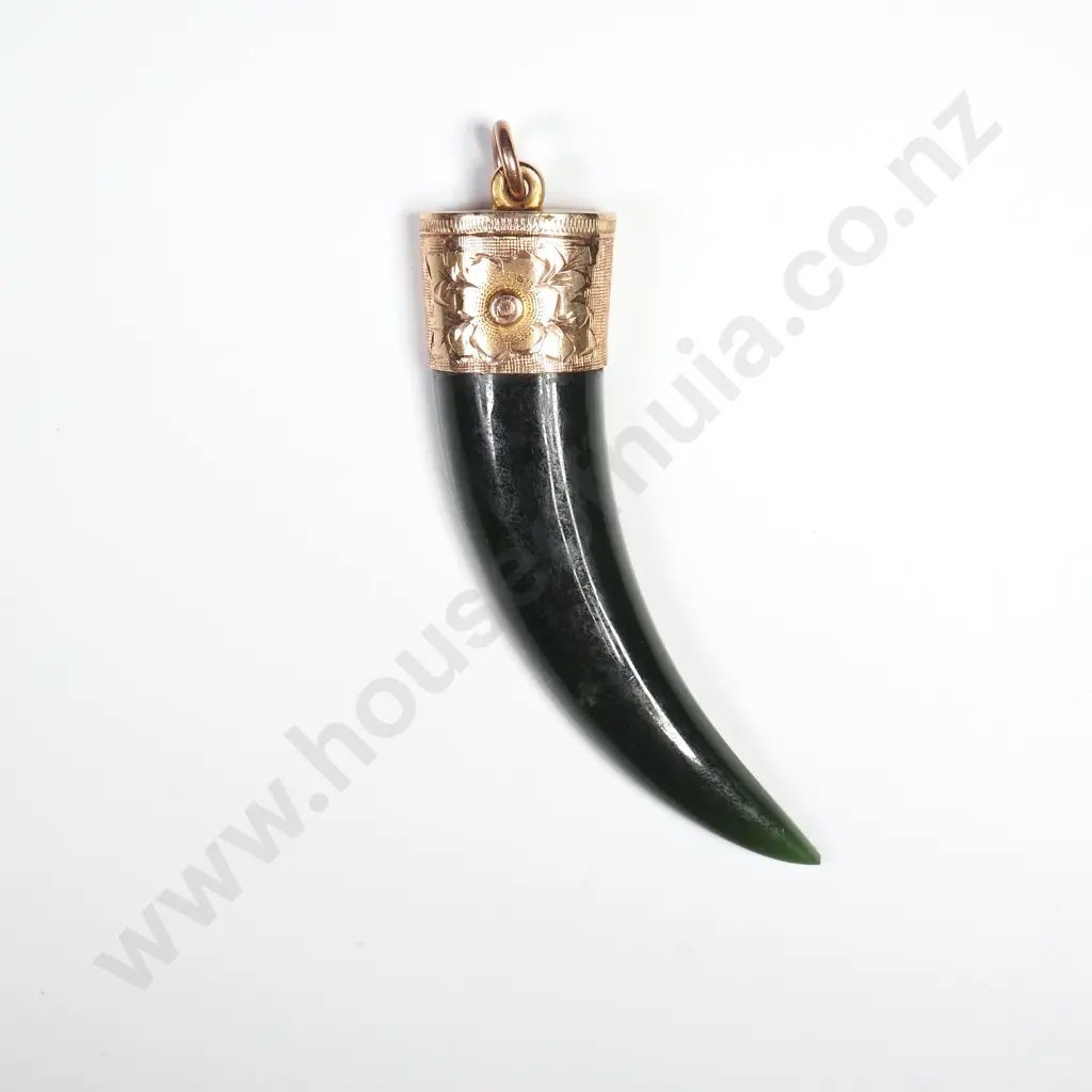 Colonial 9ct Gold Capped Greenstone Pendant Image 1++