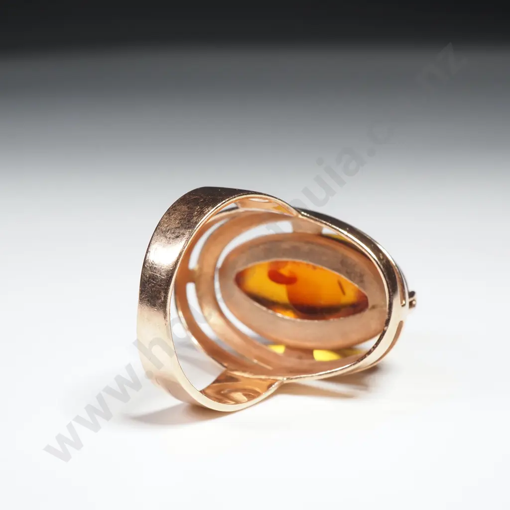 14ct Rose Gold Amber Ring Image 1++
