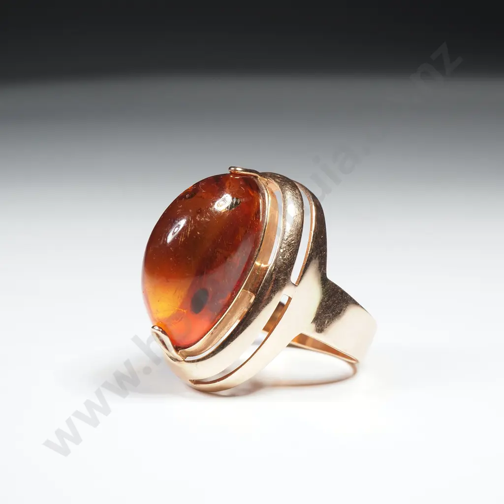 14ct Rose Gold Amber Ring Image 1++