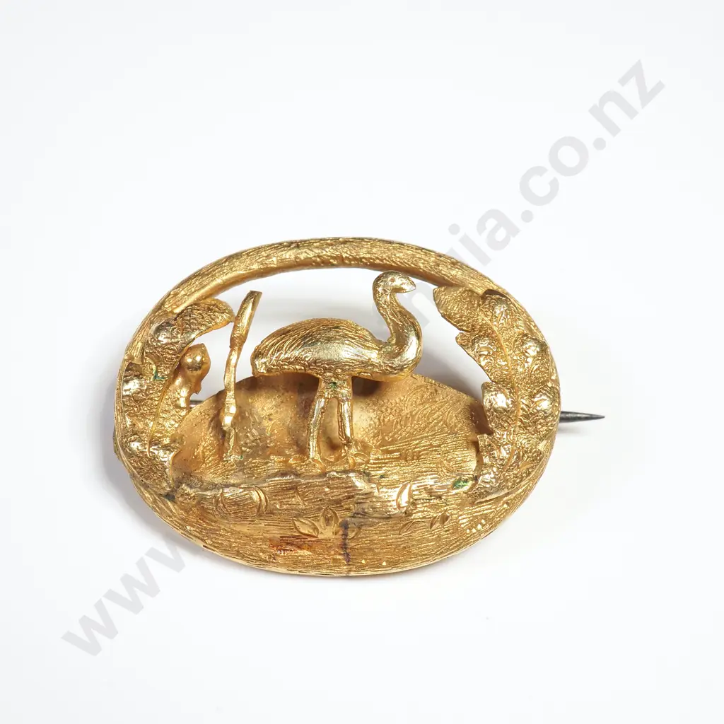 Antique 9ct Gold Australian Themed Emu Brooch Image 1++