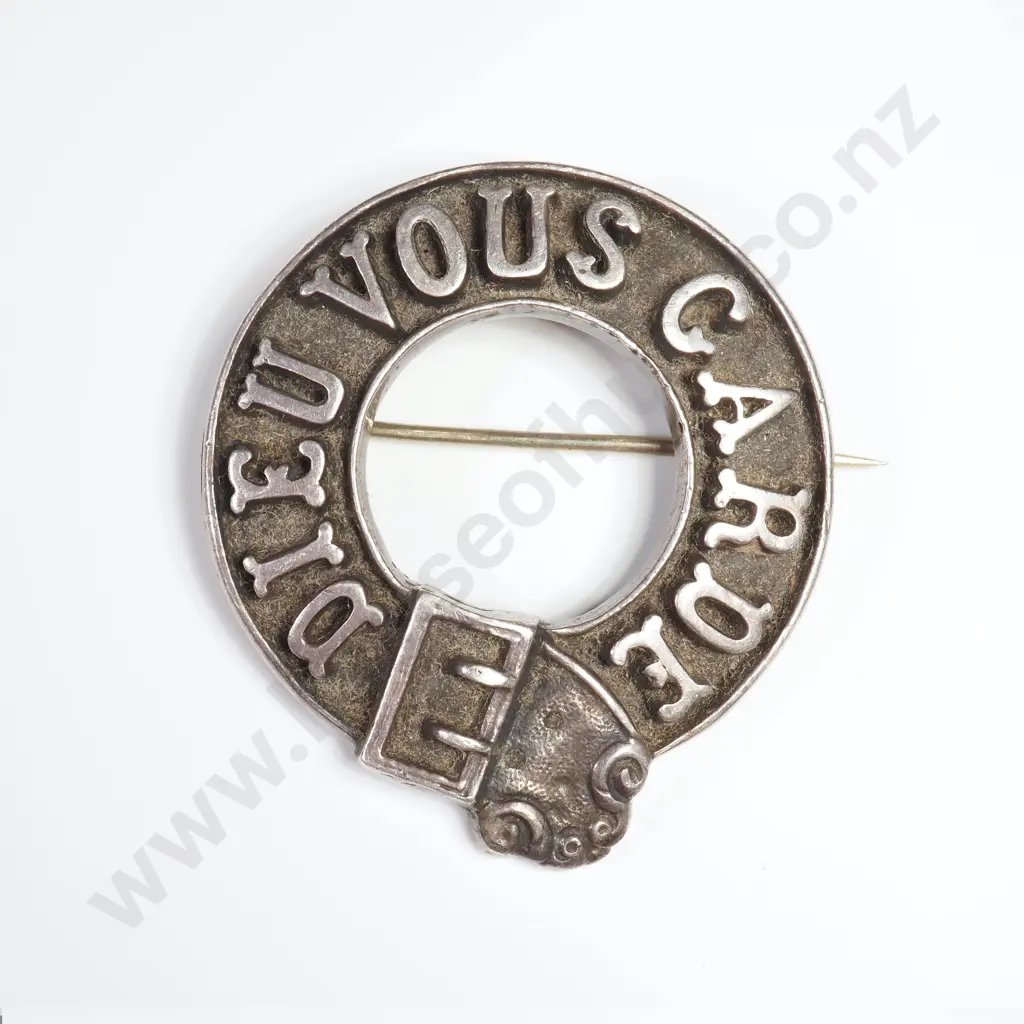Antique Silver DIEU VOUS GARDE (God Keep You) Brooch Image 1++