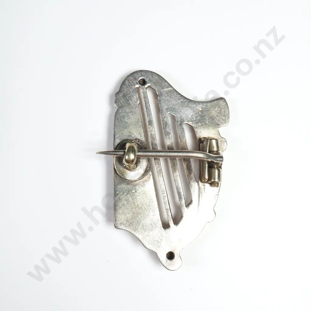 Sterling Silver Harp Brooch Image 1++