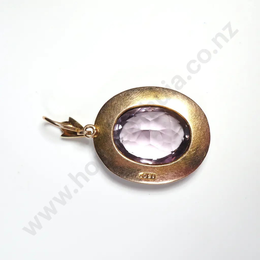 Antique 15ct Gold Amethyst And Seed Pearl Pendant Image 1++