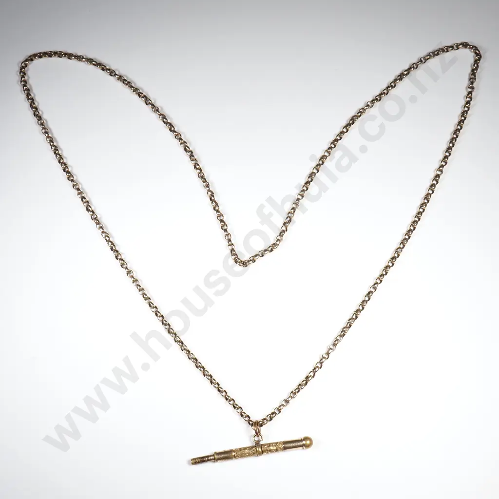 Antique 9ct Gold Necklace w R/G Pencil Image 1++