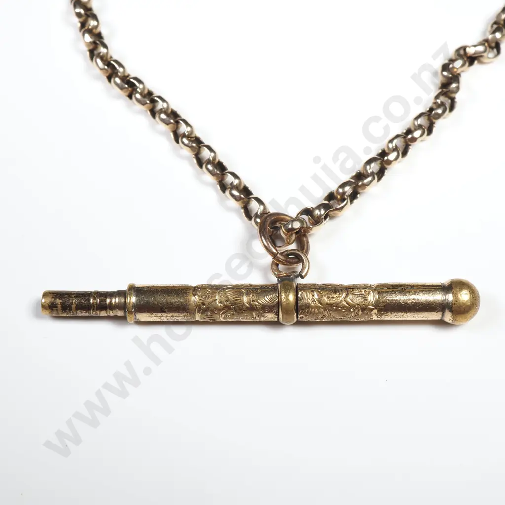 Antique 9ct Gold Necklace w R/G Pencil Image 1++