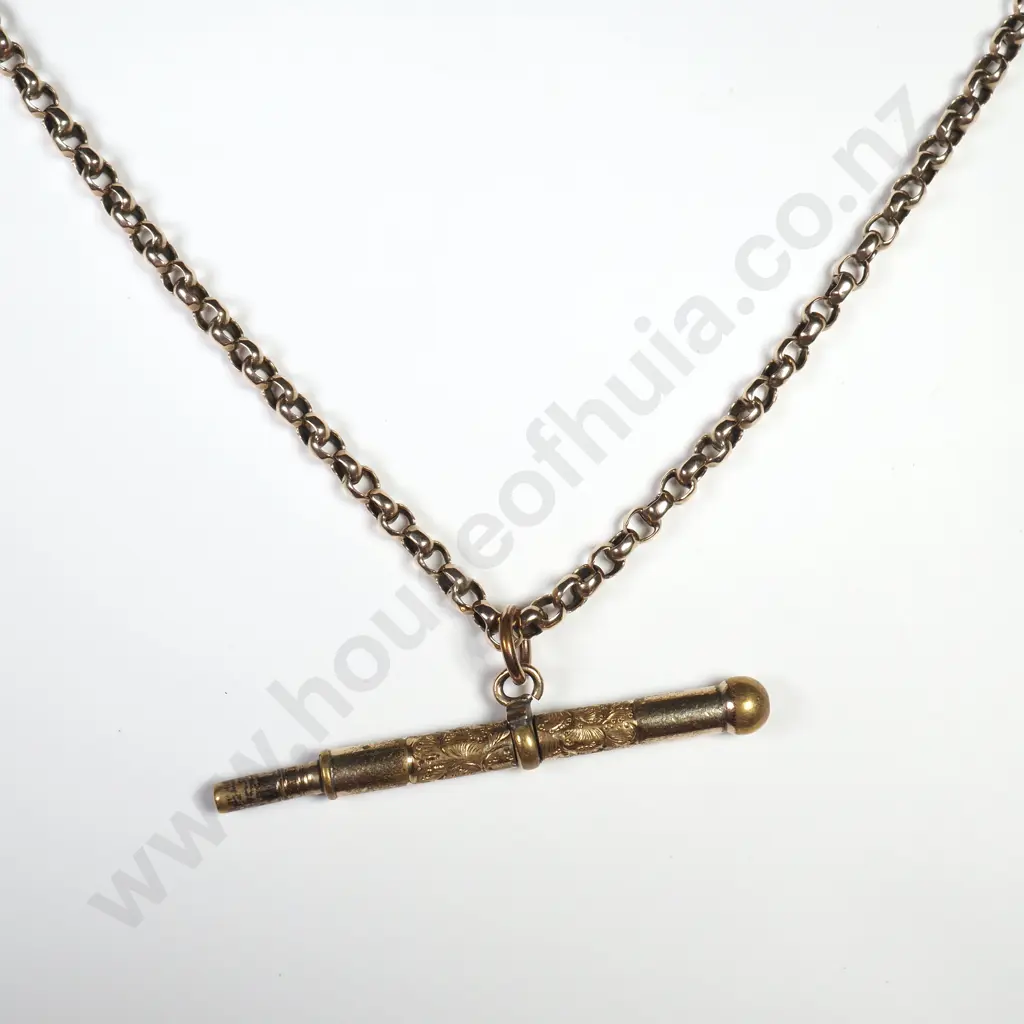 Antique 9ct Gold Necklace w R/G Pencil Image 1++