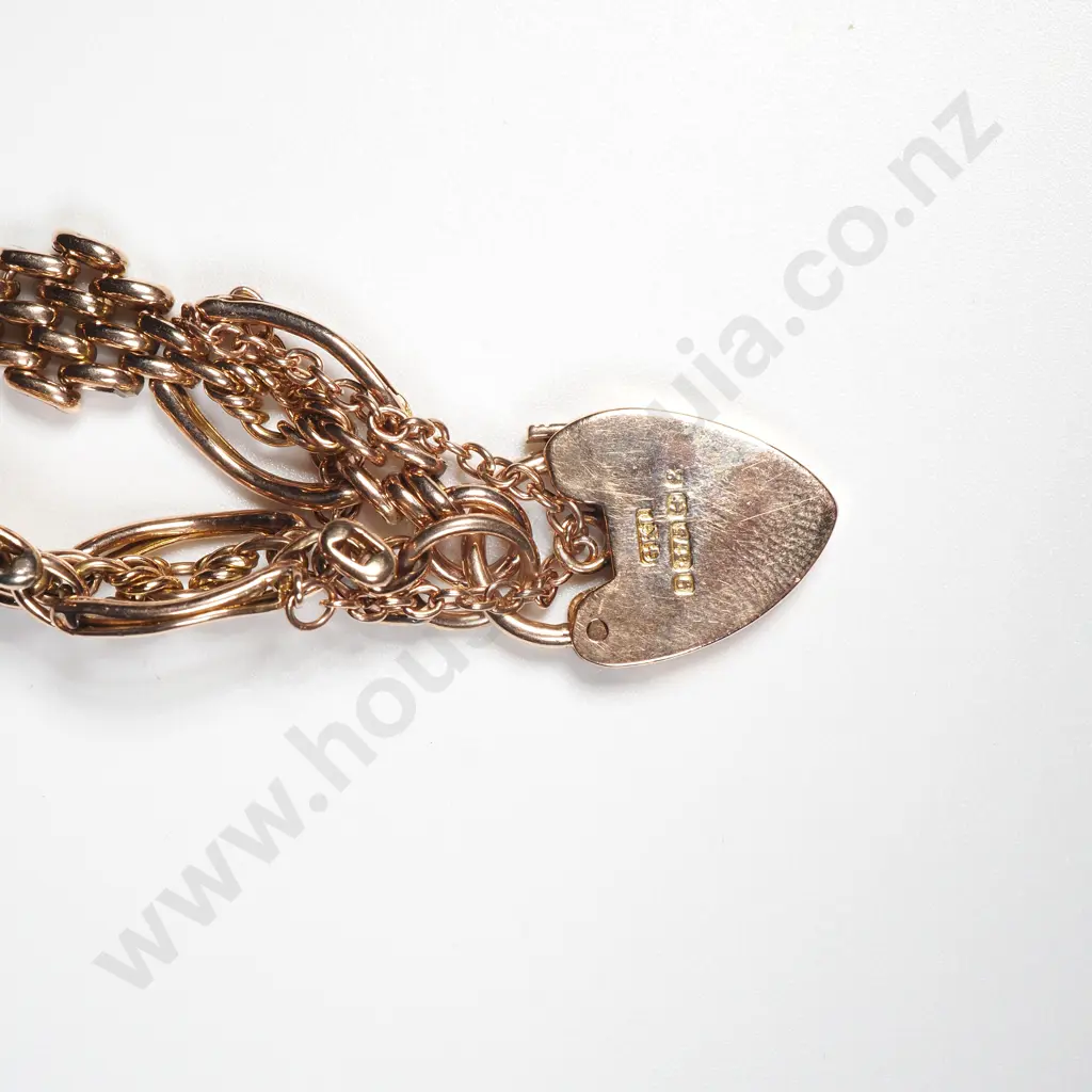 Vintage 9ct Gold Heart Bracelet w English Hallmarks Image 1++