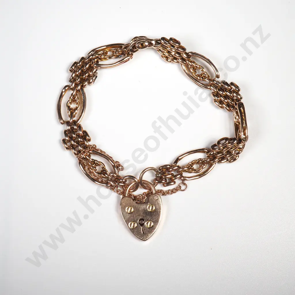 Vintage 9ct Gold Heart Bracelet w English Hallmarks Image 1++