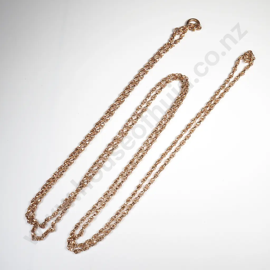 Antique Rolled Gold muff Chain - Decorative Links Image 1++