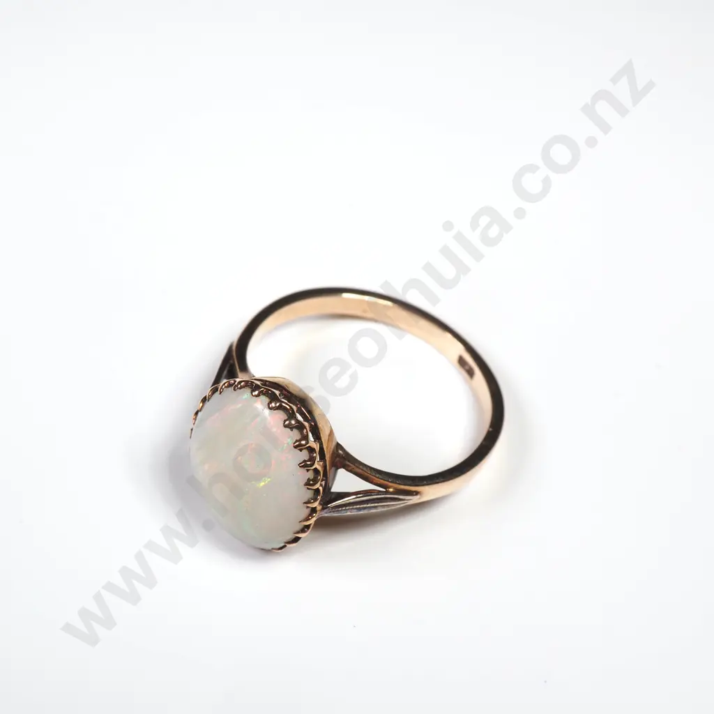 Antique 9ct Gold Solid Opal Ring Image 1++