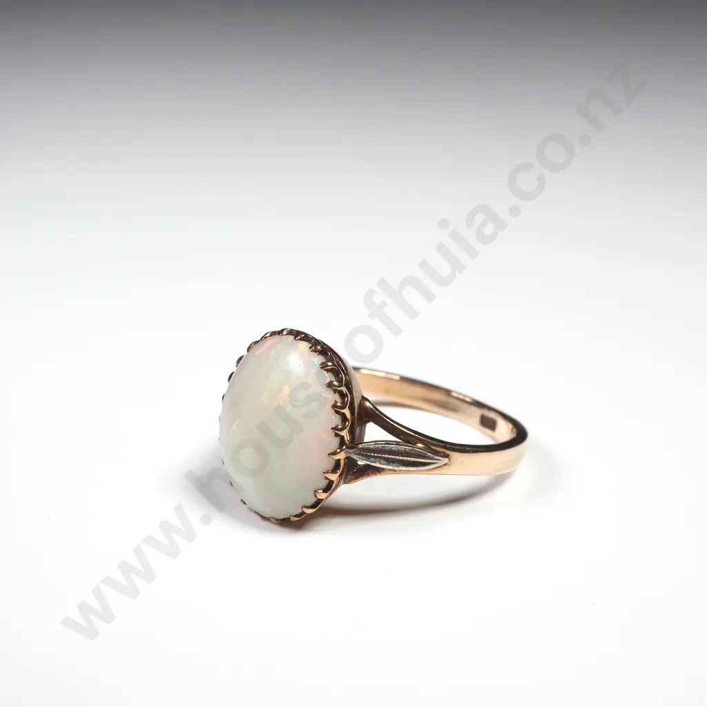 Antique 9ct Gold Solid Opal Ring Image 1++