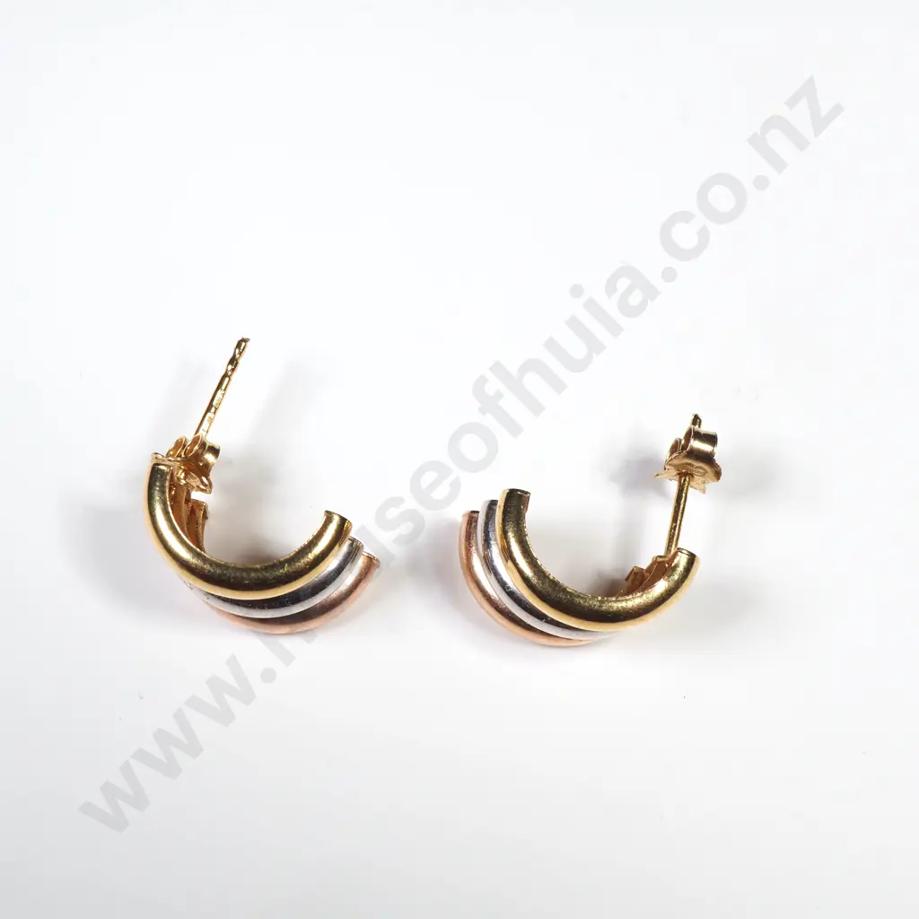 Vintage 9ct Gold Italian Earrings Image 1++