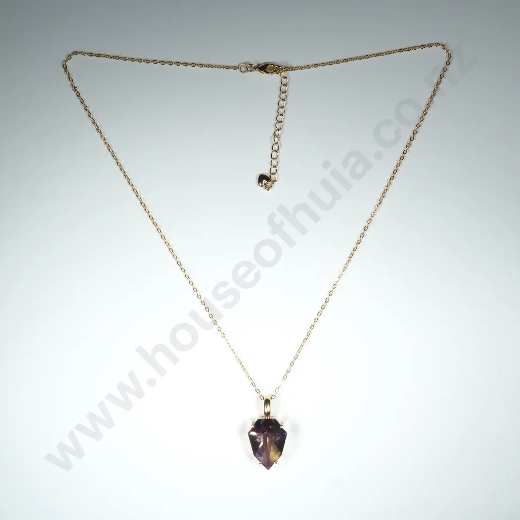 Geometric 9ct Gold Bolivian Ametrine Pendant on R/G Chain Image 1++