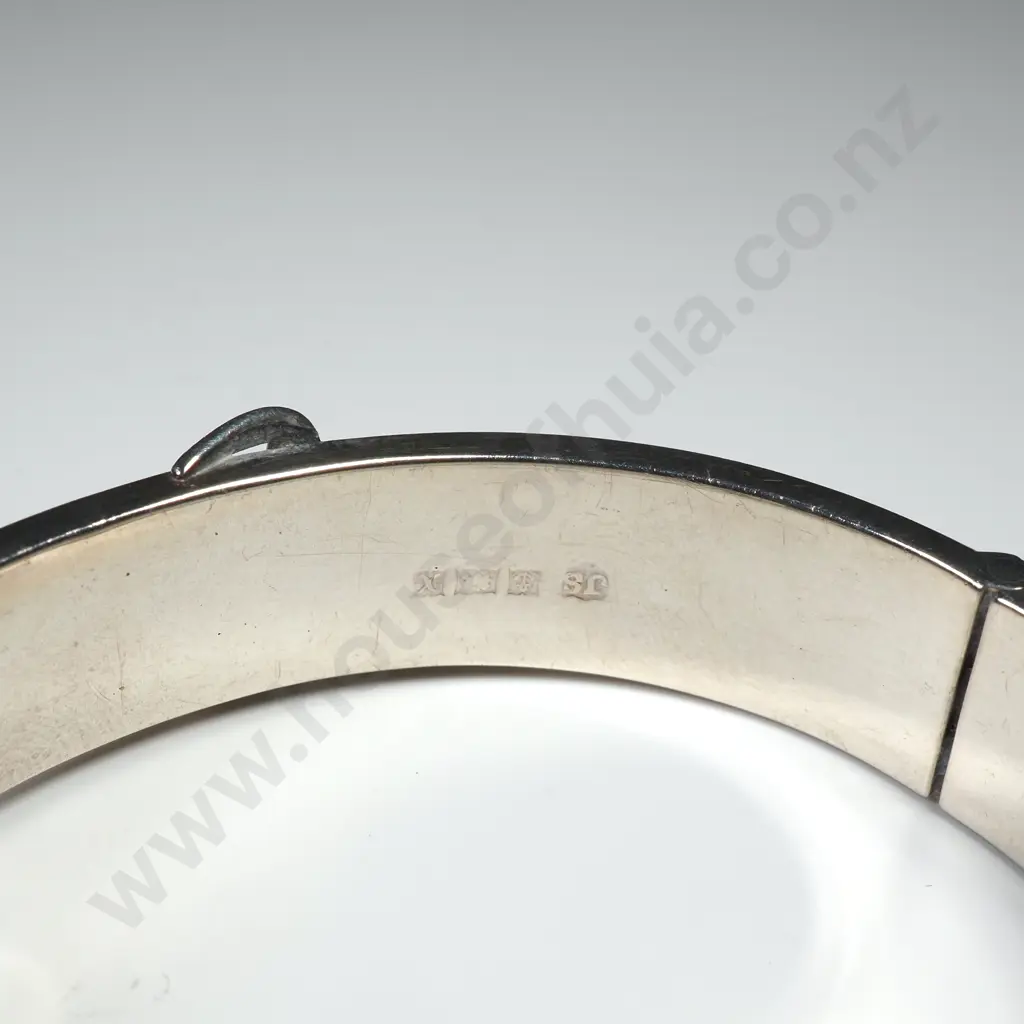 Sterling Silver Hinged Buckle Bracelet w English Hallmarks Image 1++