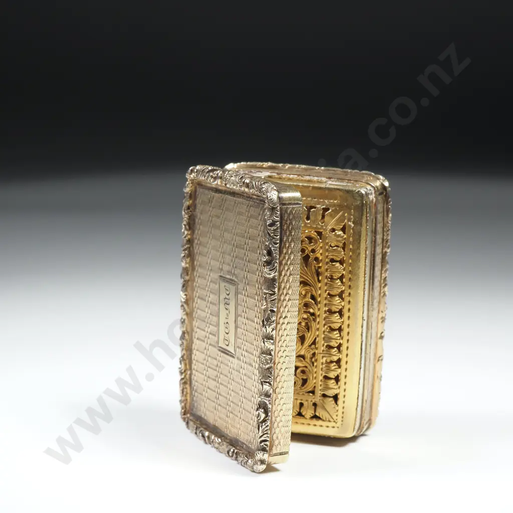 Antique Sterling Silver Gilt Vinaigrette, HM, c.1830, Maker Francis Clark Image 1++