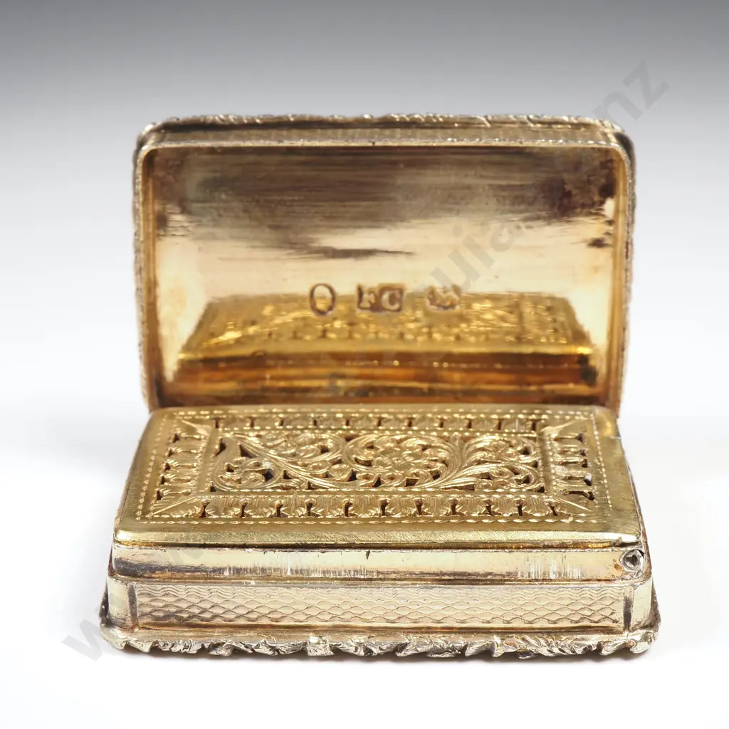 Antique Sterling Silver Gilt Vinaigrette, HM, c.1830, Maker Francis Clark Image 1++