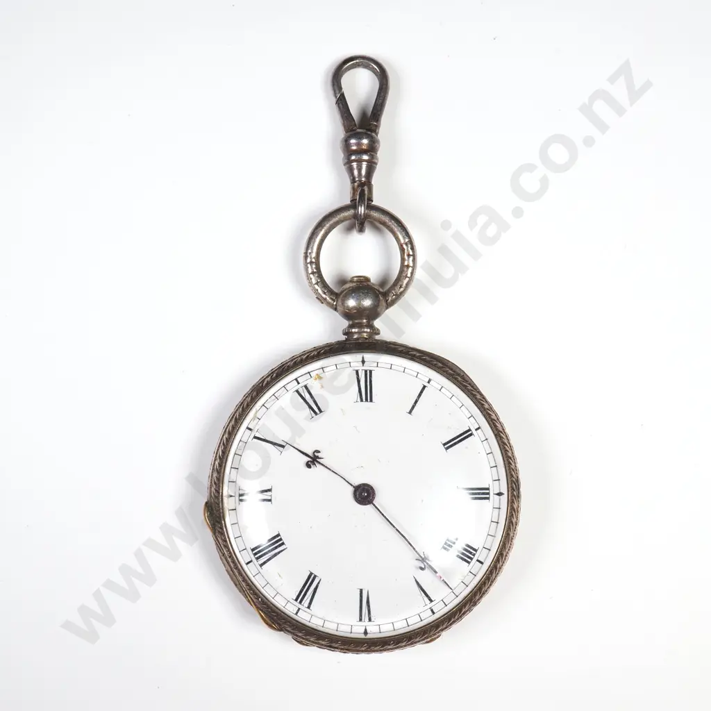 Antique Sterling Silver Open Faced Ladies Pocket Watch Image 1++