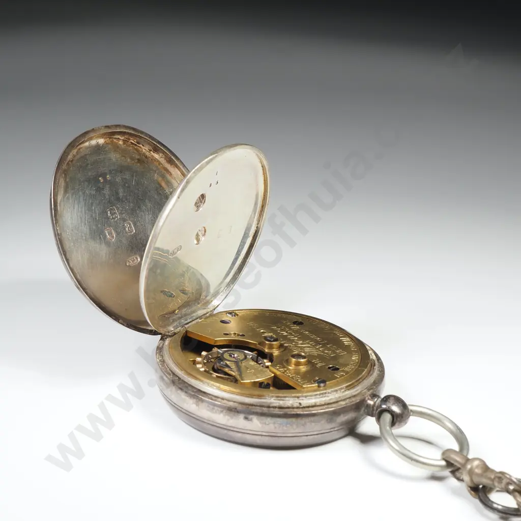 Substantial Sterling Silver Ludgate Benson London Pocket Watch w Key A/F Image 1++