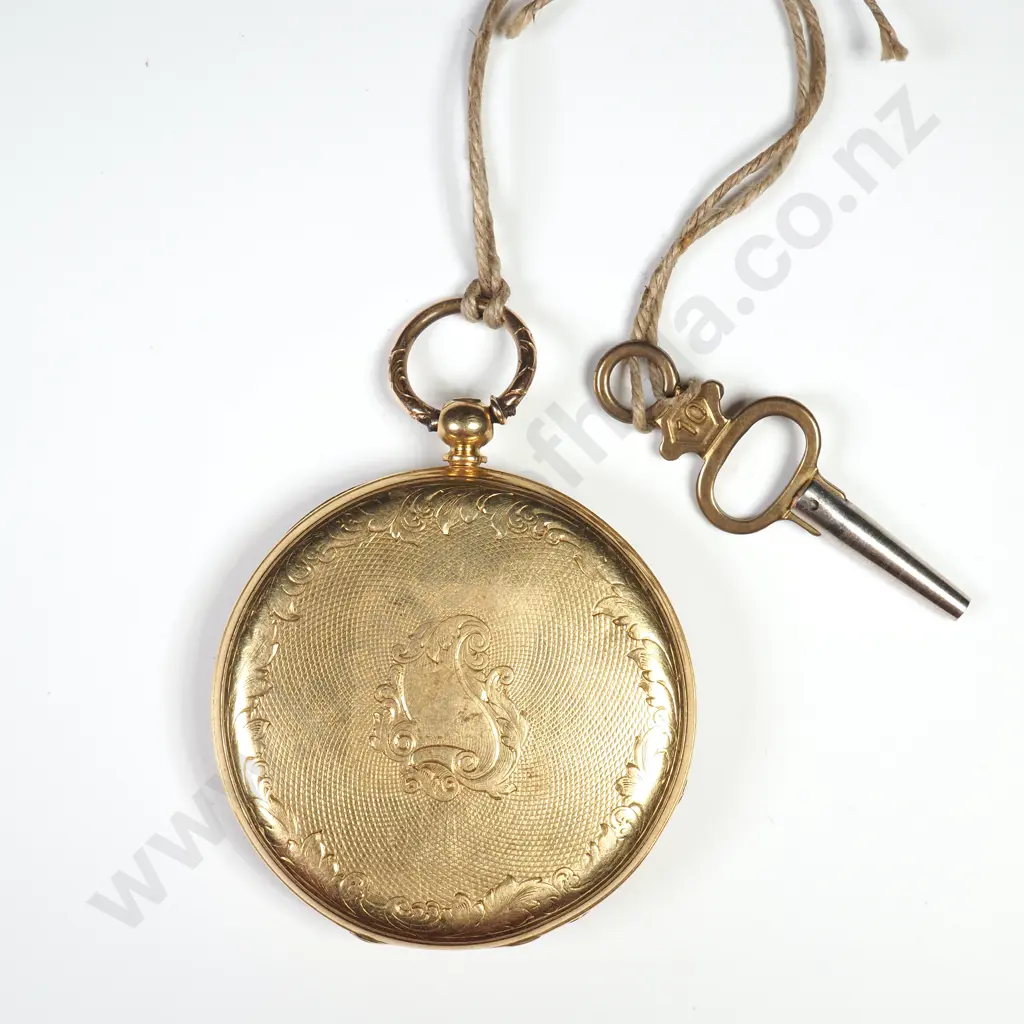 18ct Gold Open Faced Pocket Watch A/F Image 1++