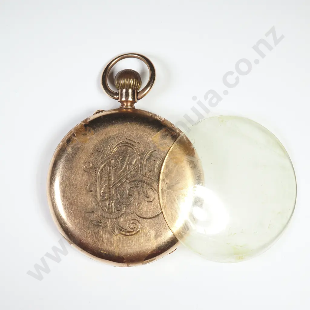 Antique 9ct Gold Open Faced Pocket Watch Retailed by B Petersen of CHCH w English Hallmarks Image 1++