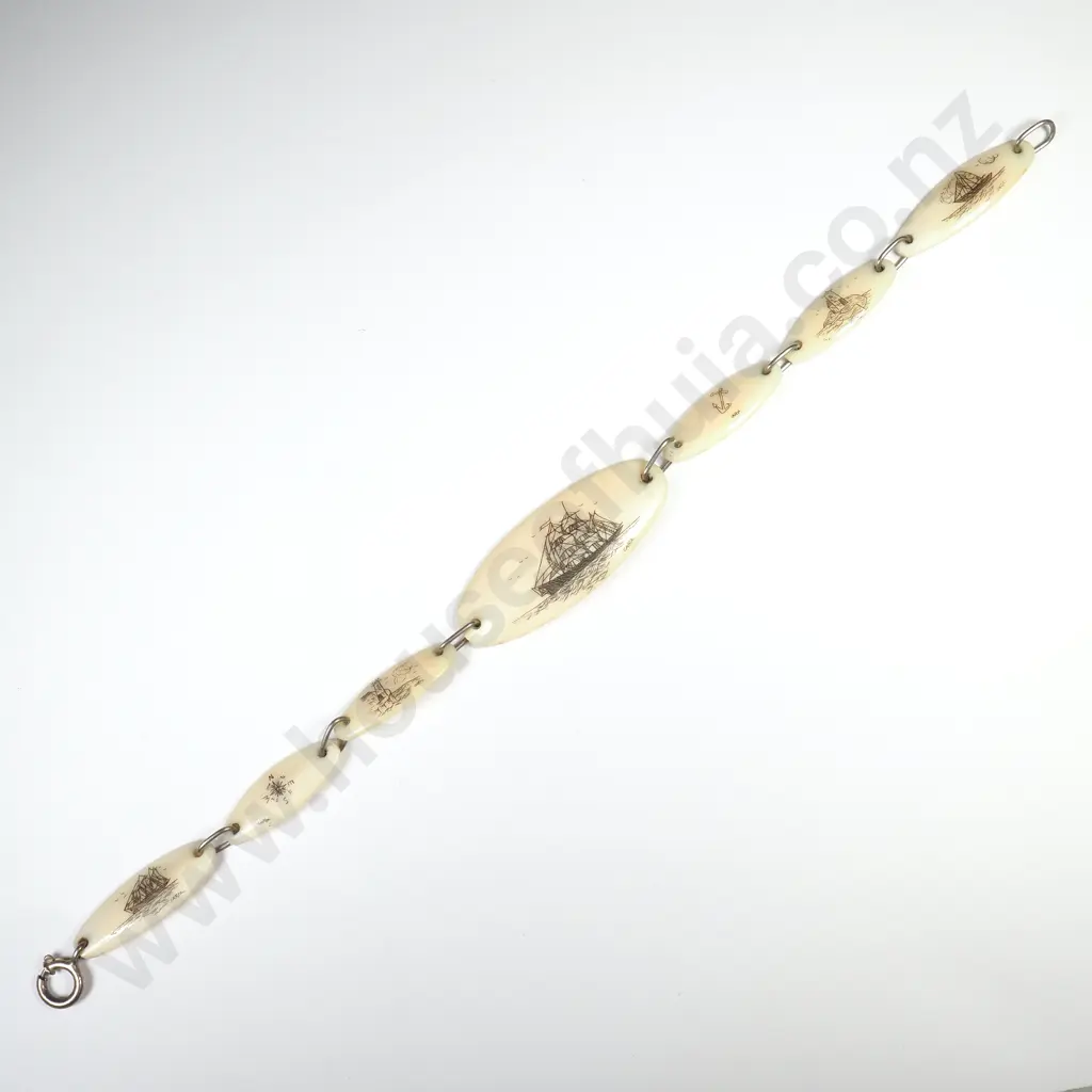 Scrimshaw Bracelet w Ship Designs Image 1++