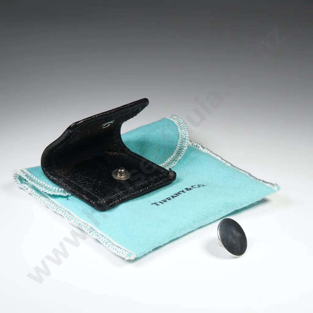 Vintage Sterling Silver Tiffany & Co Golf Ball Marker in Original Leather Inner & Outer Case Image 1++