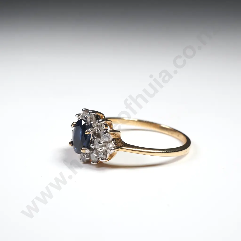 14ct Gold Diamond & Sapphire Ring w Valuation for $2,400.00 Image 1++
