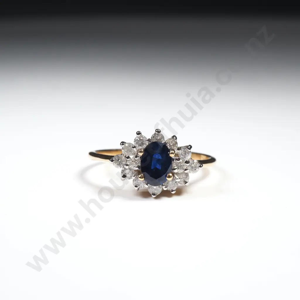 14ct Gold Diamond & Sapphire Ring w Valuation for $2,400.00 Image 1++