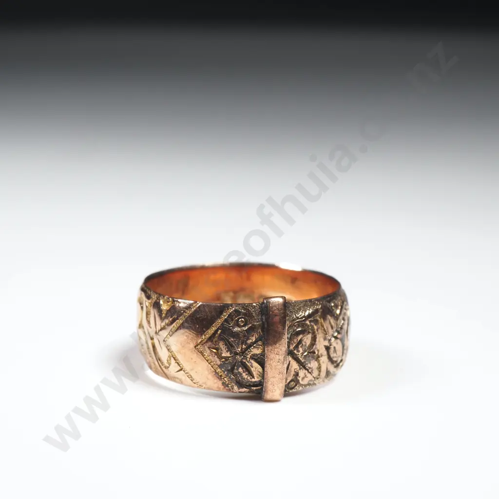 Antique 9ct Gold Buckle Ring, HM Birmingham 1898 Image 1++