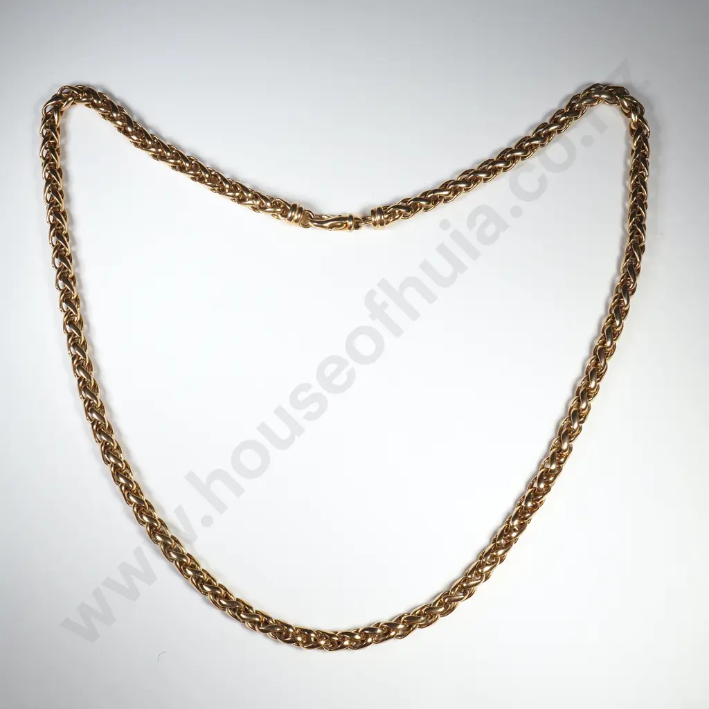 Italian 9ct Gold Wheatlink Necklace - Impressive Image 1++