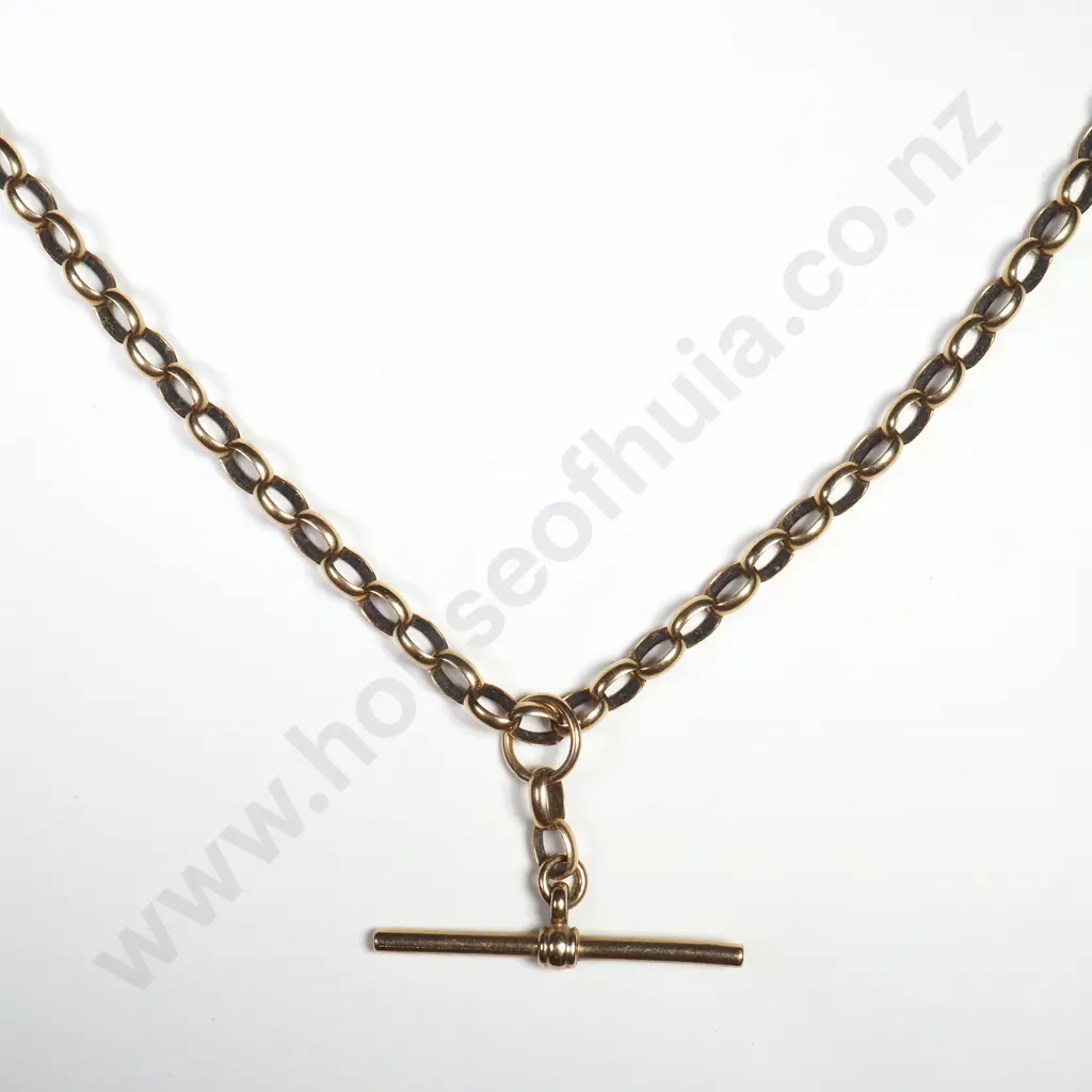 9ct Gold Belcher Link T Bar Necklace Image 1++