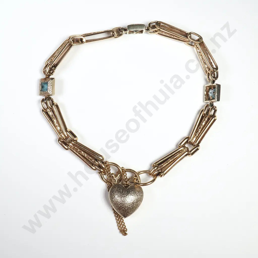 9ct Gold Bracelet w Blue Stones Image 1++