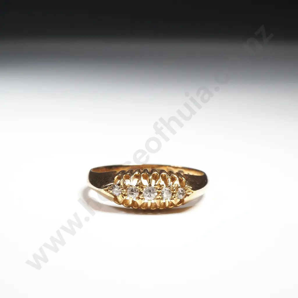 Antique 18ct Gold Five Diamond Ring, HM Chester 1907 Image 1++