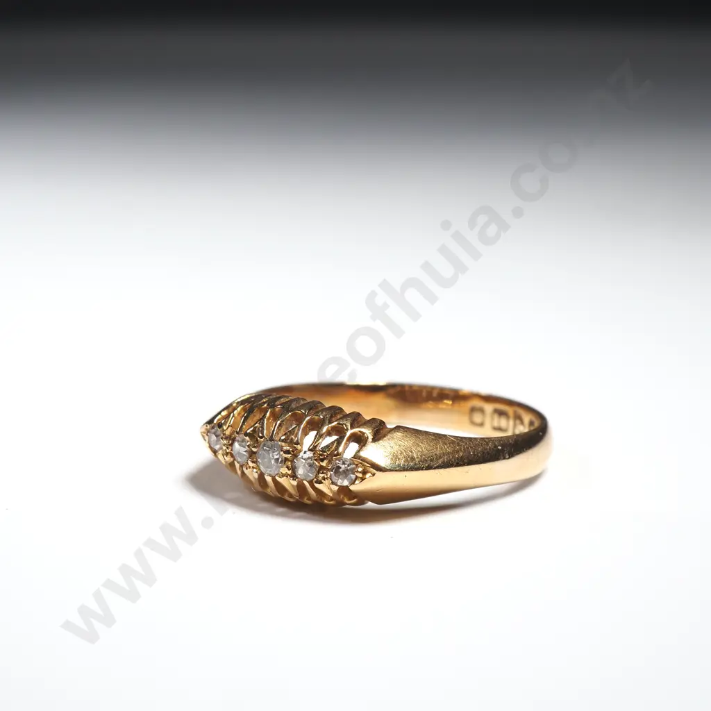 Antique 18ct Gold Five Diamond Ring, HM Chester 1907 Image 1++