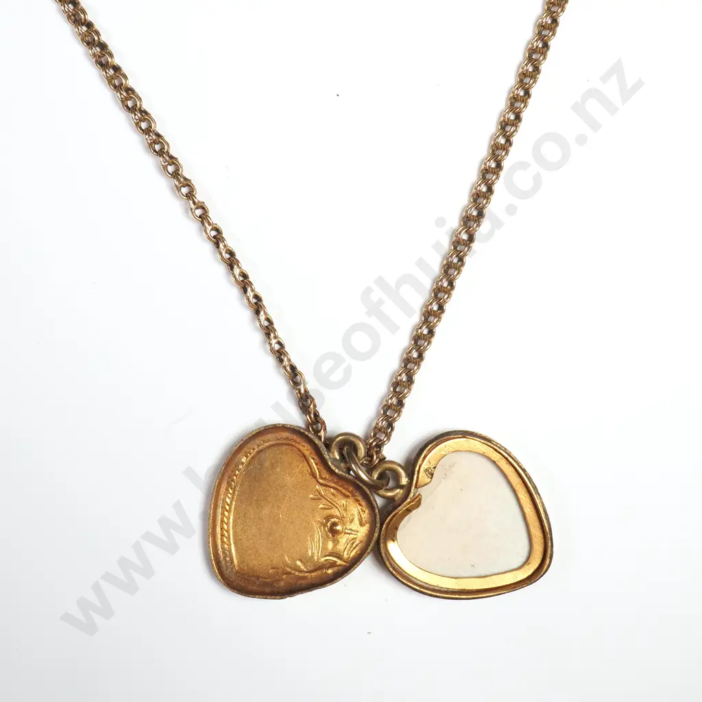 Antique 9ct Gold Chain w R/G Pendant Image 1++